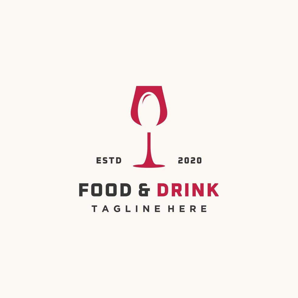 essen trinken weinglas und löffel einfache flache logo-design-vektorillustration vektor