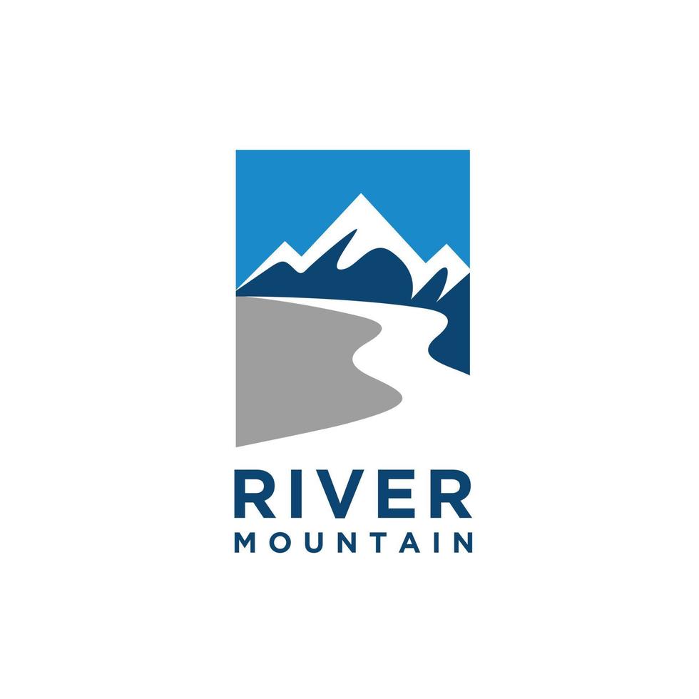 bergen flod landskap natur logotyp design mall vektor
