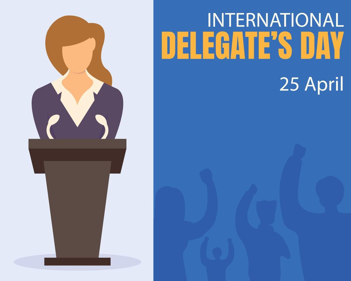 illustration vektor grafisk av en kvinna representativ delegation och människor silhuetter, perfekt för internationell dag, internationell delegater dag, fira, hälsning kort, etc.