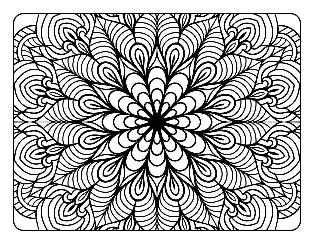 Erwachsenen-Mandala-Malseite, handgezeichnete Blumen-Mandala-Doodle-Kunst, Mandala-Malseite für die Entspannung von Erwachsenen vektor