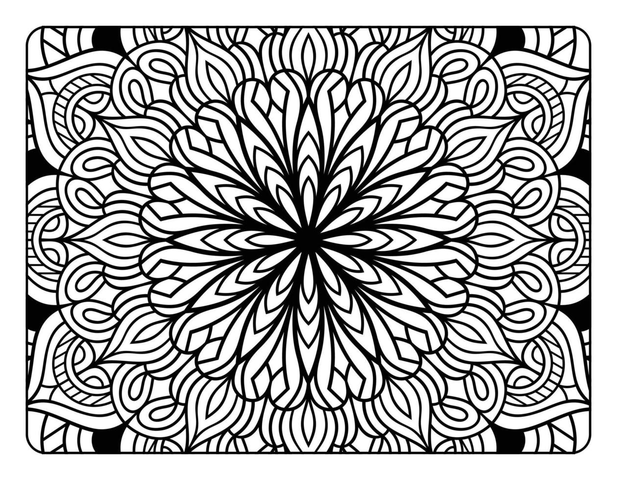 Erwachsenen-Mandala-Malseite, handgezeichnete Blumen-Mandala-Doodle-Kunst, Mandala-Malseite für die Entspannung von Erwachsenen vektor