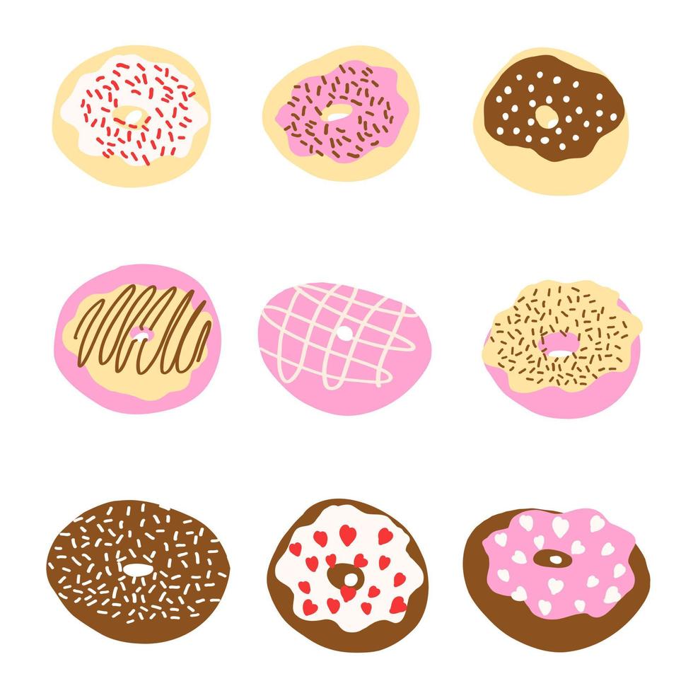 Donuts im Cartoon-Stil. Vektor-Illustration isoliert auf weißem Hintergrund. vektor