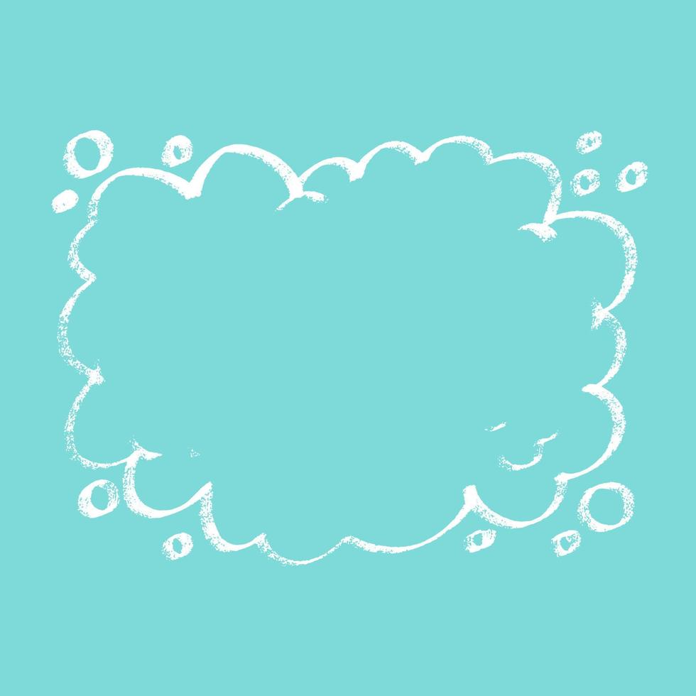 abstrakt moln dragen form. vektor illustration vit linjär ropa ut moln på blå fyrkant kort. slogan eller Citat mall tecknad serie stil.