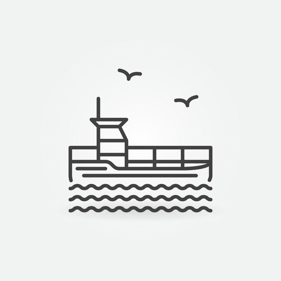 Frachtschiff mit Containern Vektor Lieferkonzept lineares Symbol oder Zeichen