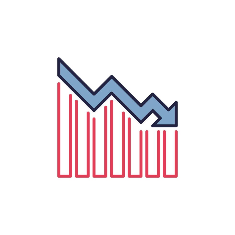 devalvering faller Diagram vektor lågkonjunktur begrepp färgad ikon