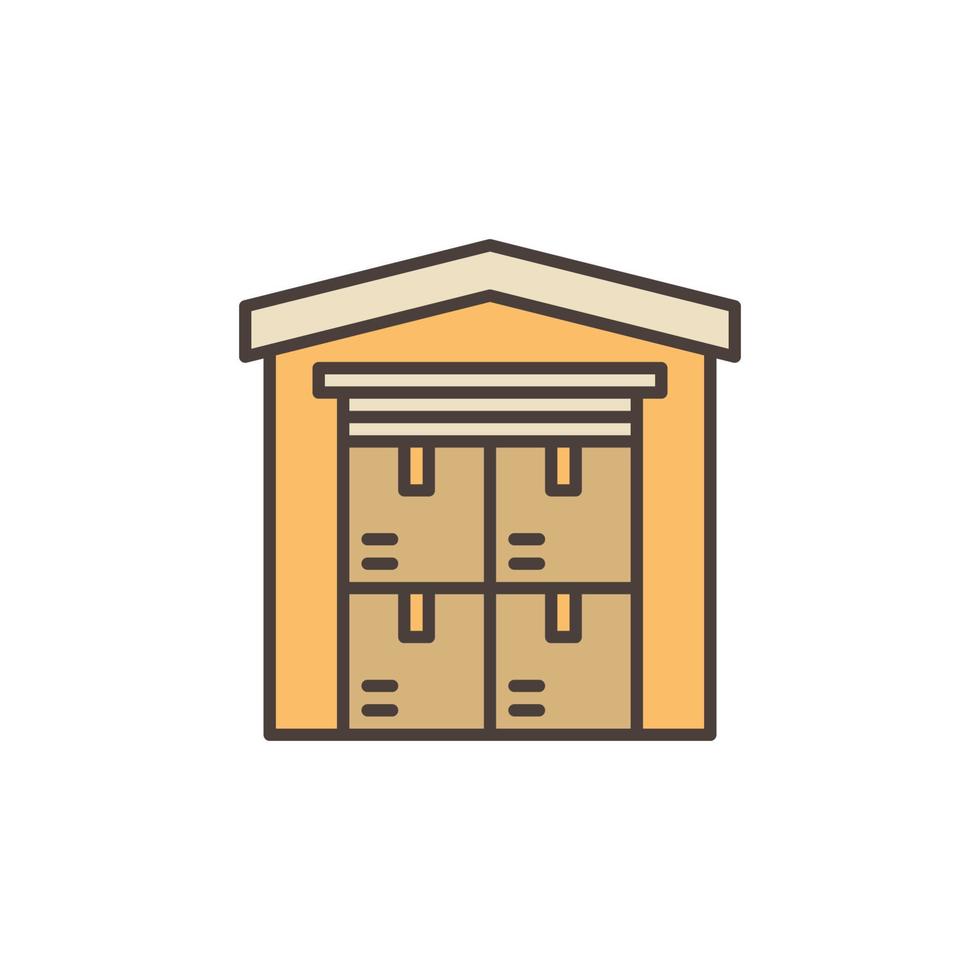 Lagerhaus mit Kisten Vektorkonzept farbiges Symbol oder Symbol vektor