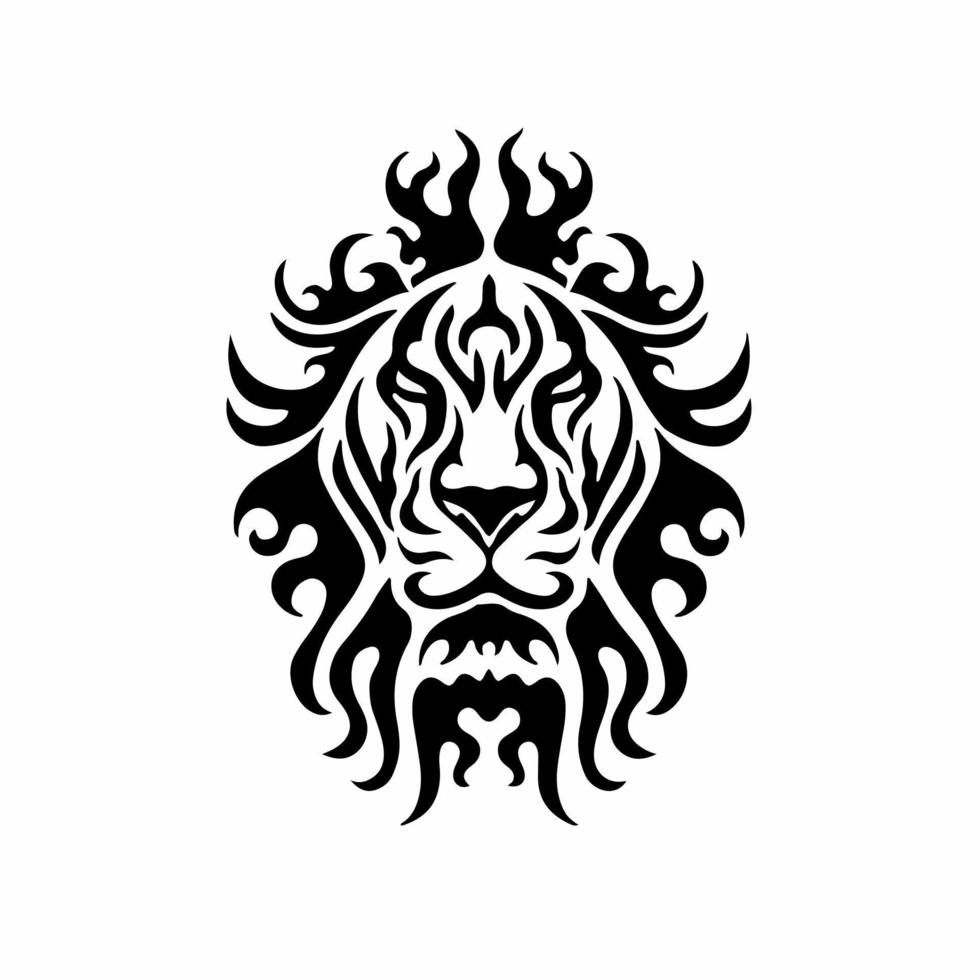 stam- lejon huvud logotyp. tatuering design. djur- stencil vektor illustration