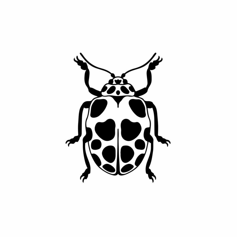 lady skalbagge logotyp symbol. stencil design. djur- tatuering vektor illustration.