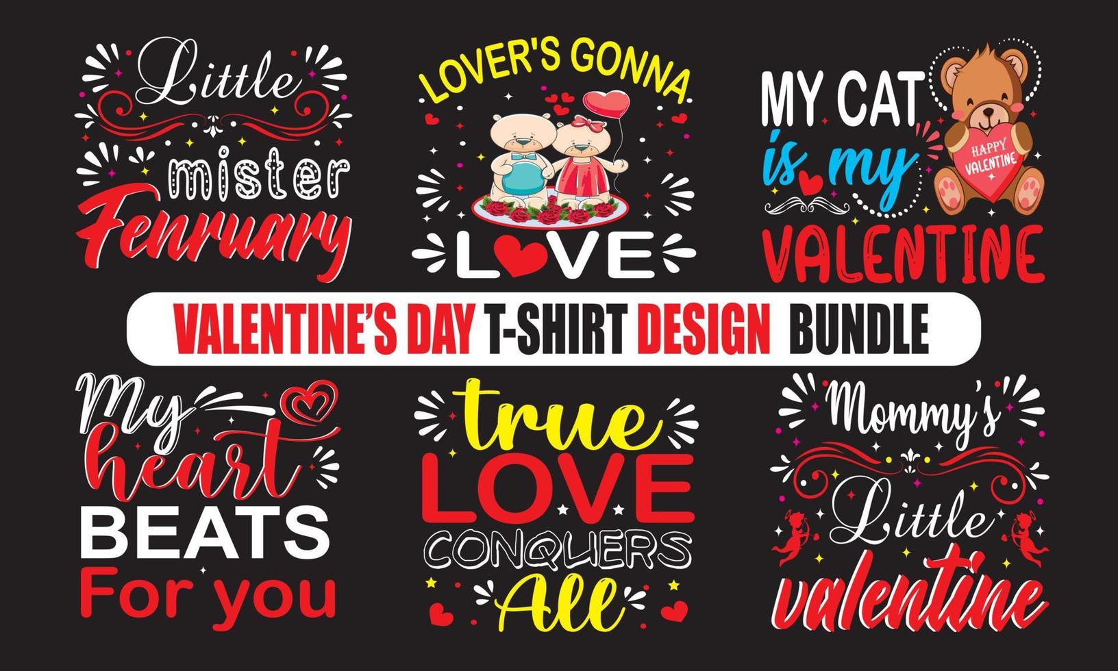 Valentinstag-T-Shirt-Designpaket vektor