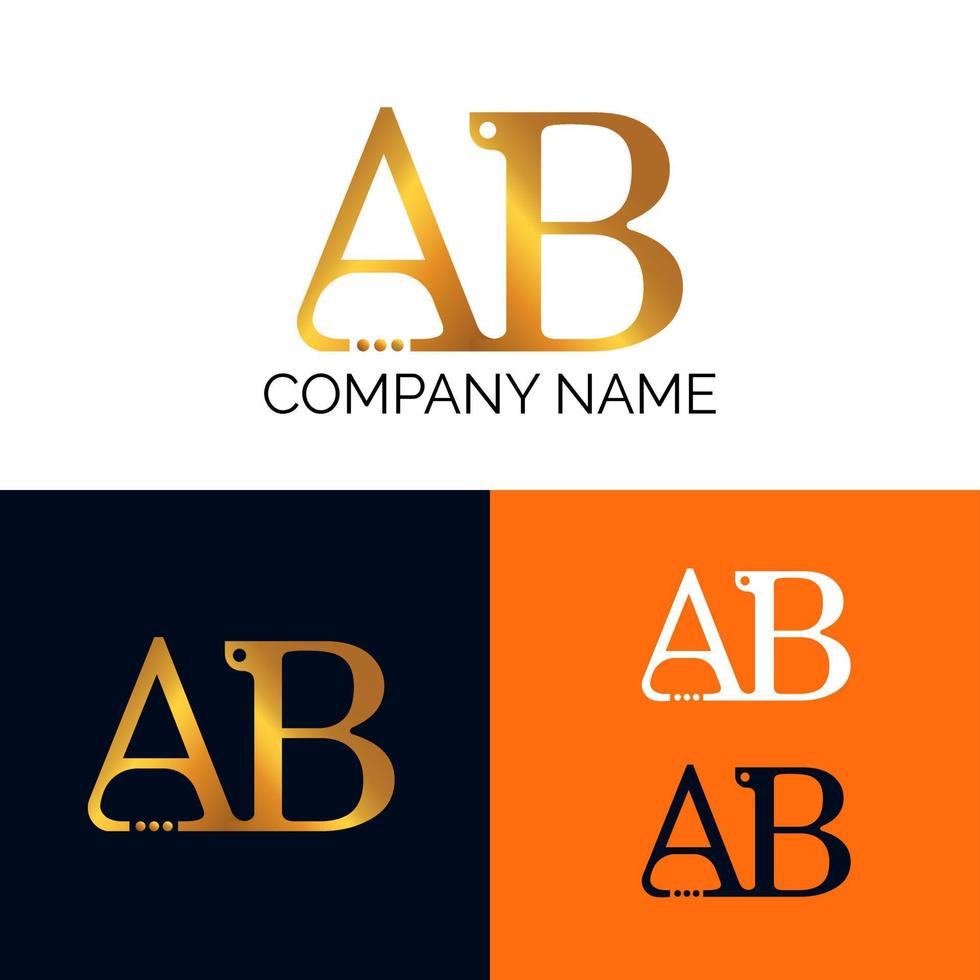 brev gyllene ab logotyp design för din varumärke vektor