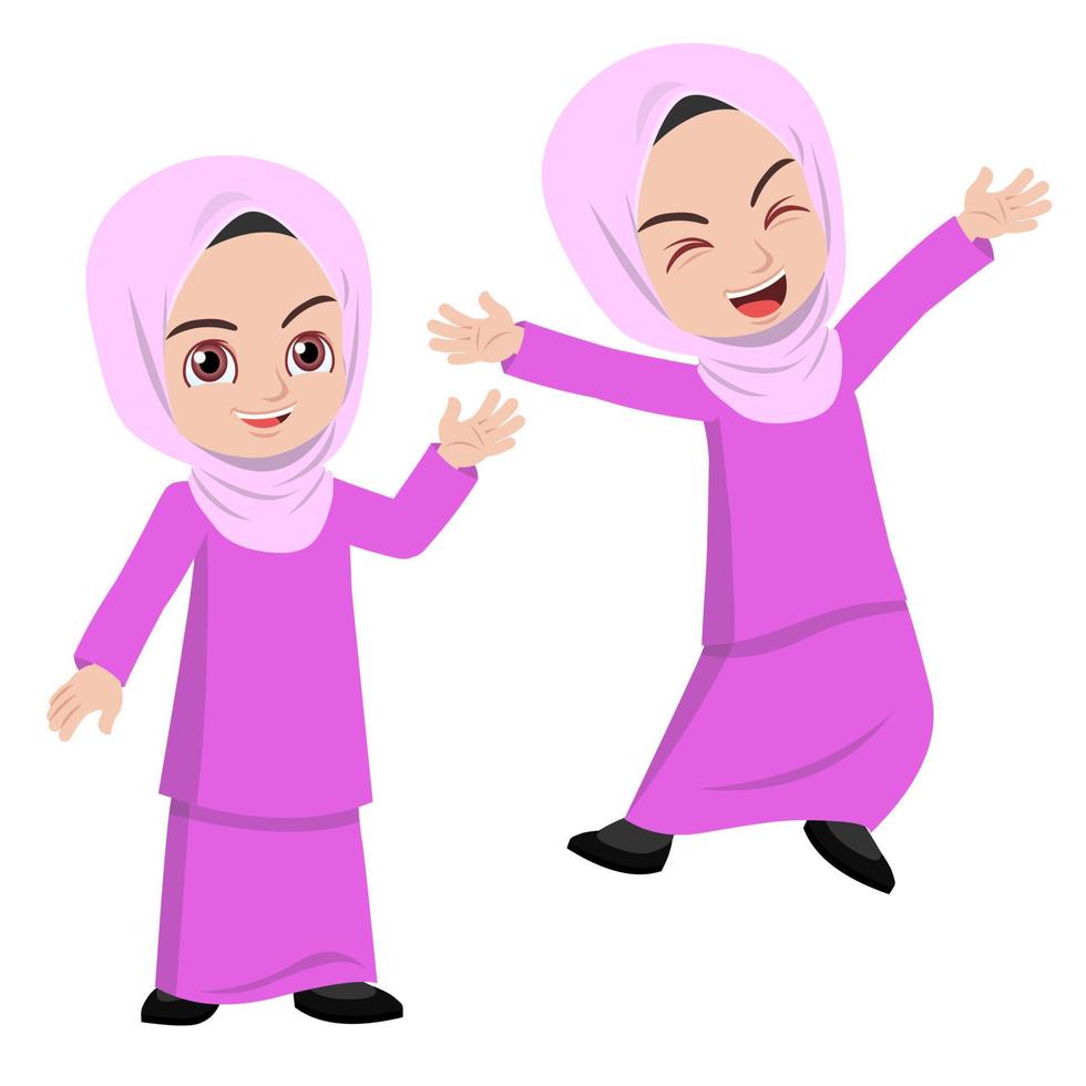malaysisches Mädchen glücklich feiern Hari Raya vektor