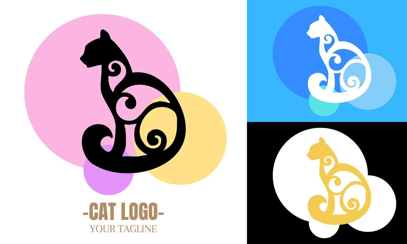 Katze-Logo-Vektor-Design-Illustration. Markenidentitätsemblem, freier Vektor