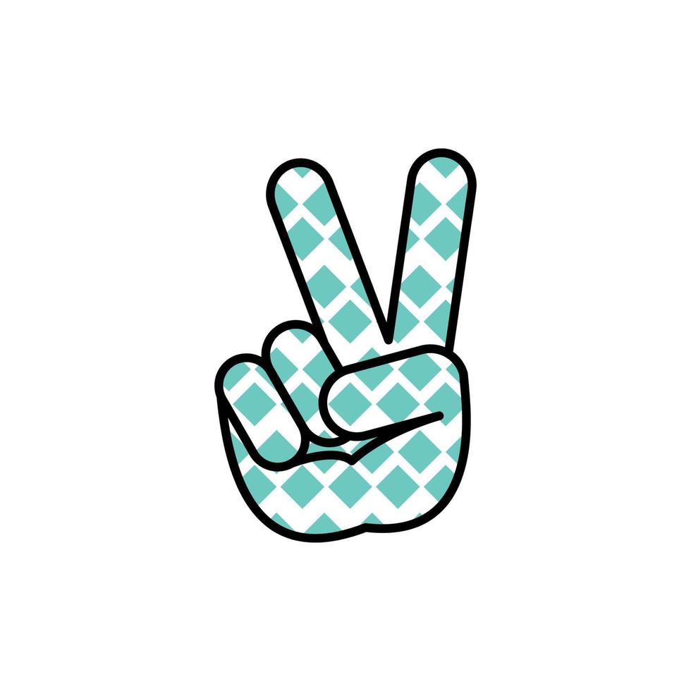 v tecken hand gest symbol för seger i set. för design element, skriva ut, klistermärken. vektor