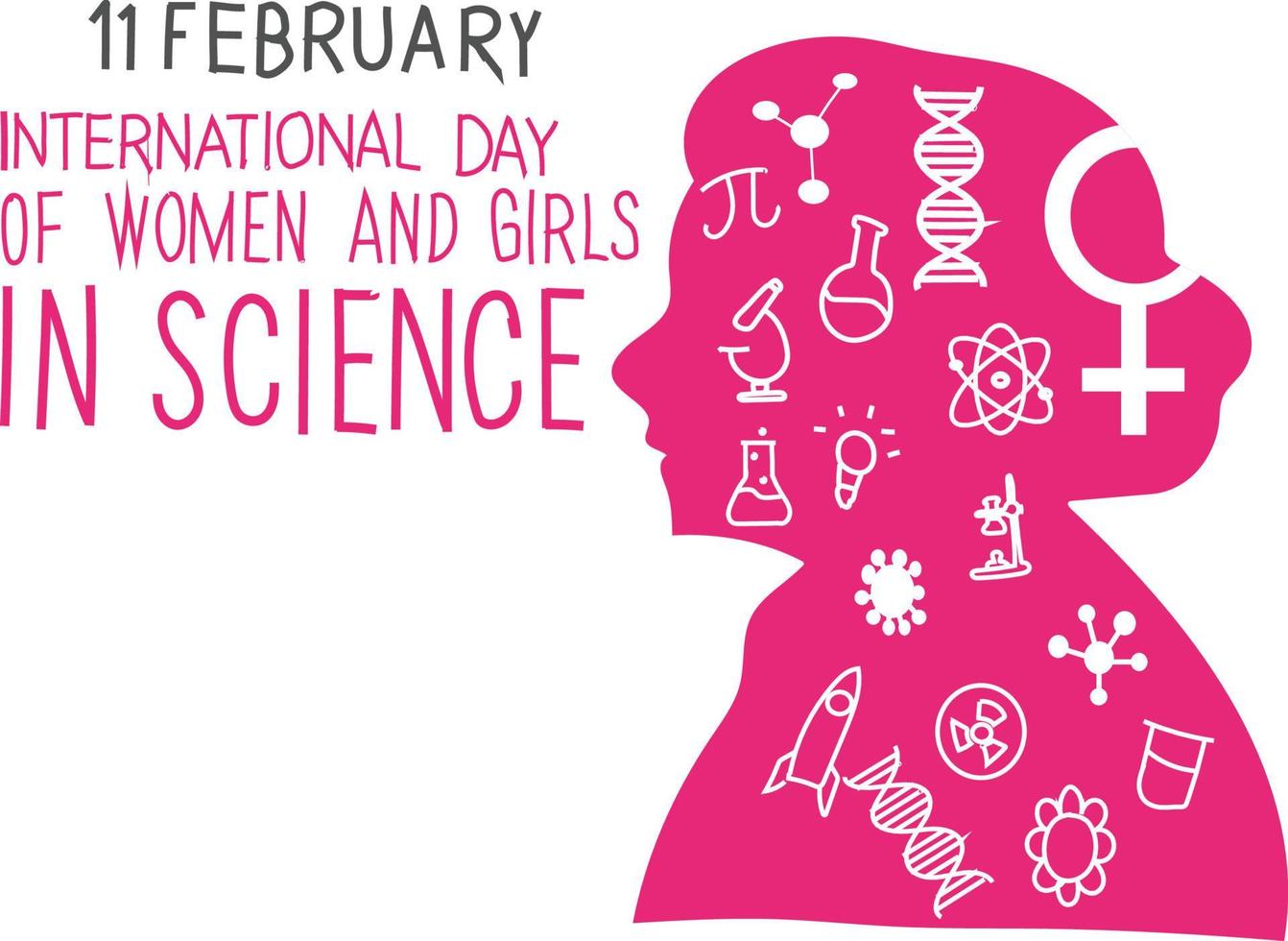 internationell dag av kvinnor och flickor i vetenskap vektor illustration.