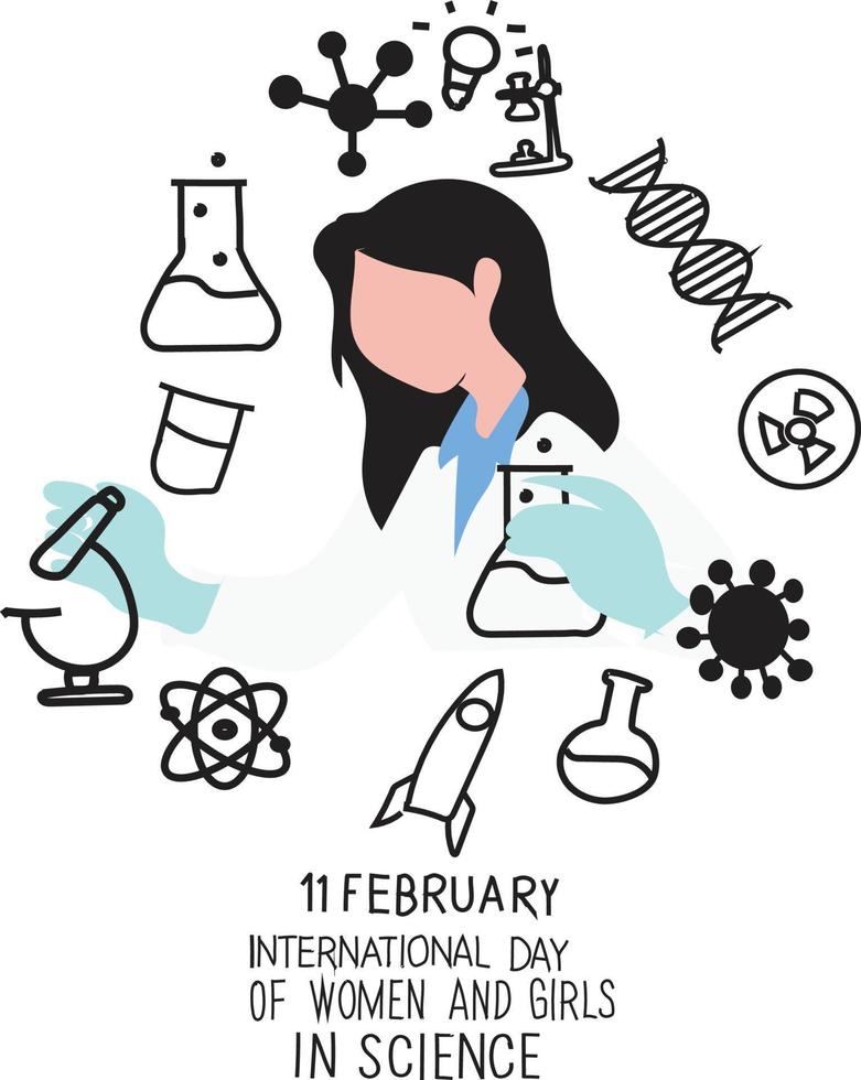 internationell dag av kvinnor och flickor i vetenskap vektor illustration.