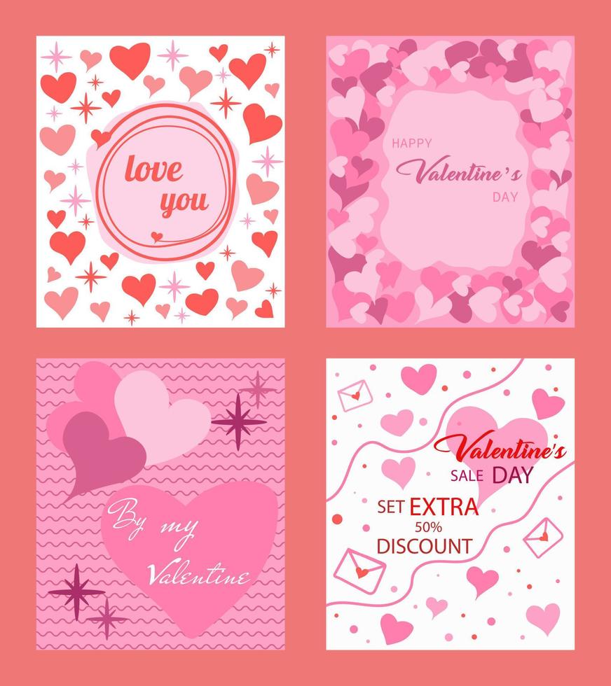 vykort, baner, hjärtans dag. grattis. deklaration av kärlek. försäljning. vektor