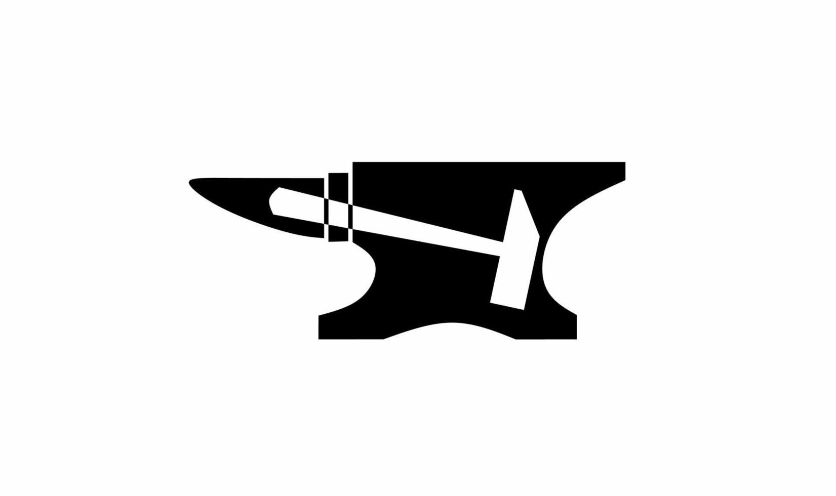 Silhouette Amboss-Hammer-Logo isoliert auf weißem Hintergrund vektor