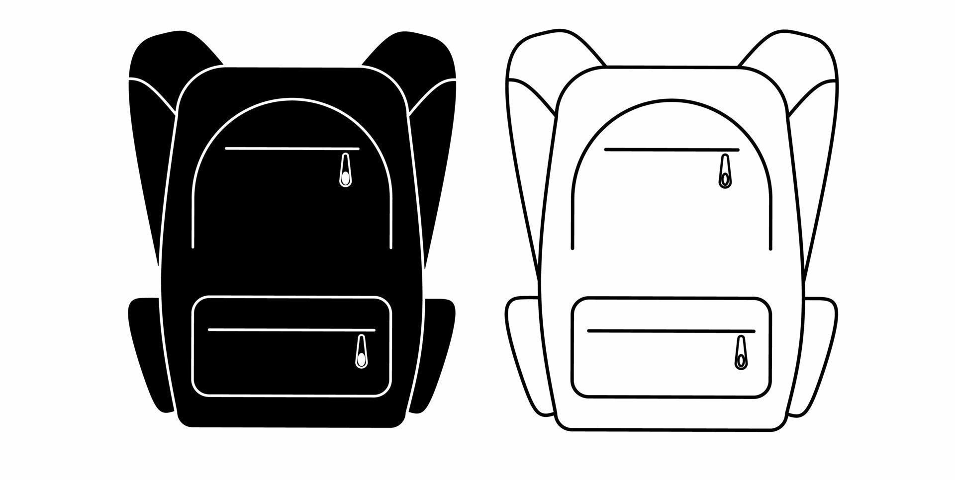 Umriss-Silhouette-Rucksack-Icon-Set isoliert auf weißem Hintergrund vektor