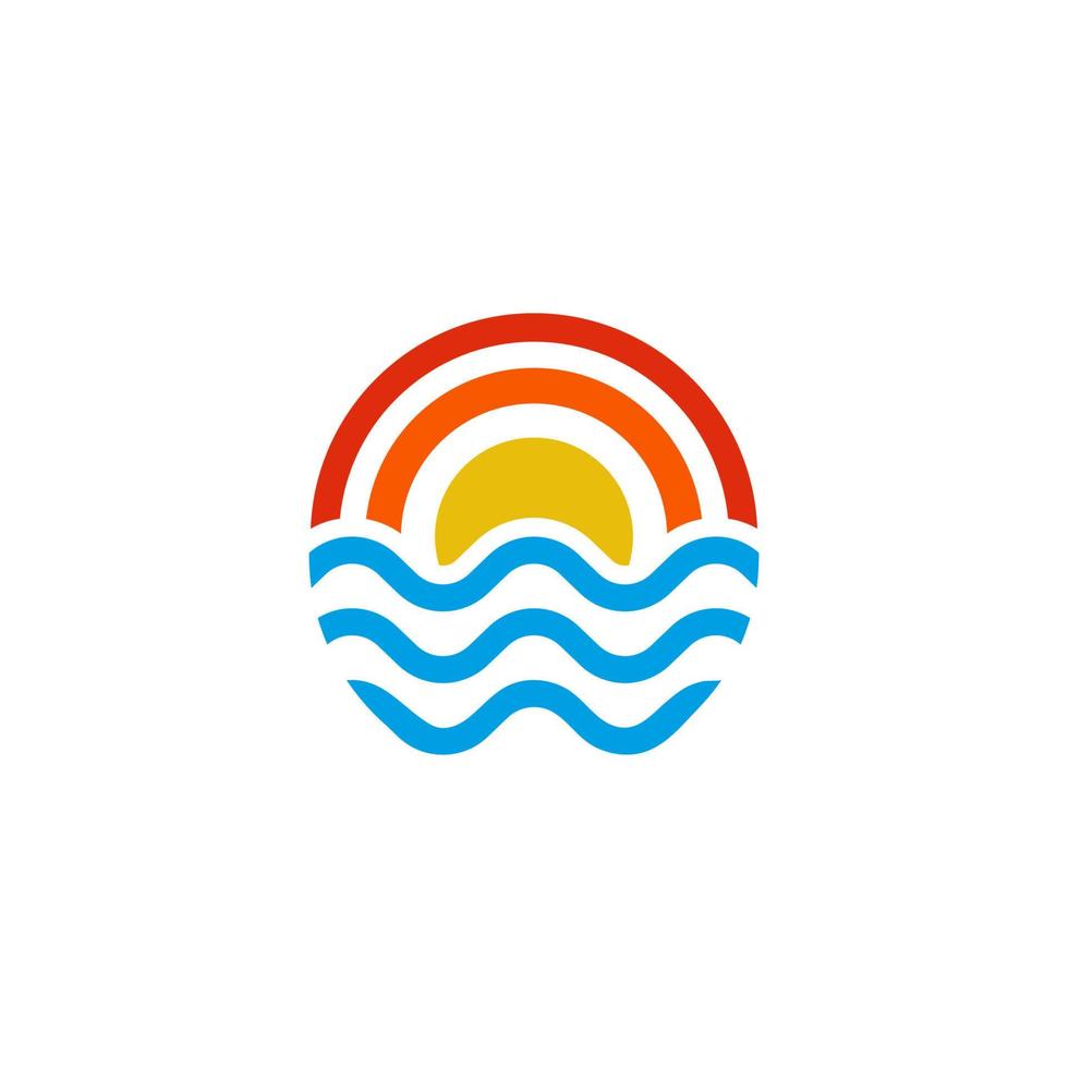 solnedgång årgång logotyp med linje stil vektor