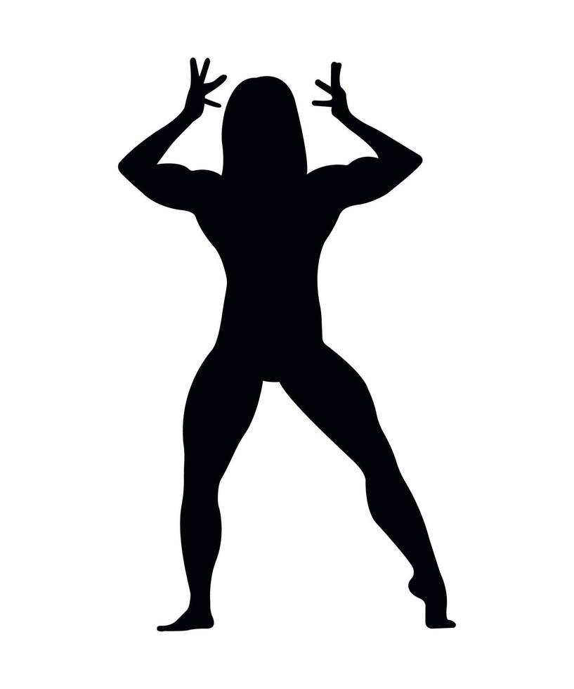 vektor illustration av svart silhuetter av kvinna kroppsbyggare