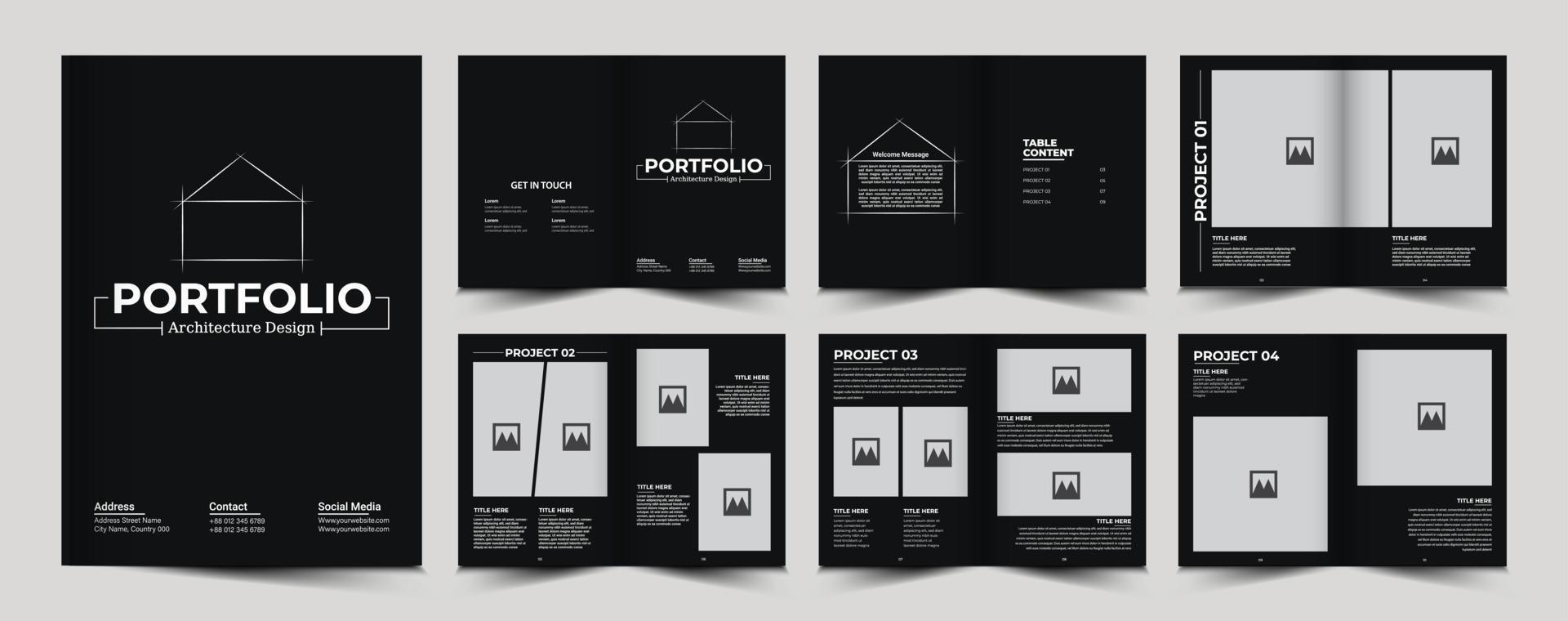 Vektorarchitekturportfolio und Innenportfolio und Portfoliodesign vektor