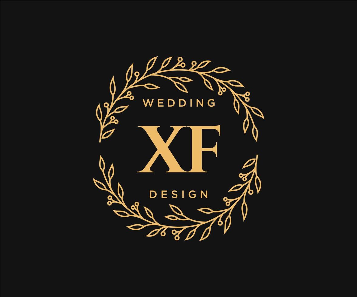 xf initialer brev bröllop monogram logotyper samling, hand dragen modern minimalistisk och blommig mallar för inbjudan kort, spara de datum, elegant identitet för restaurang, boutique, Kafé i vektor