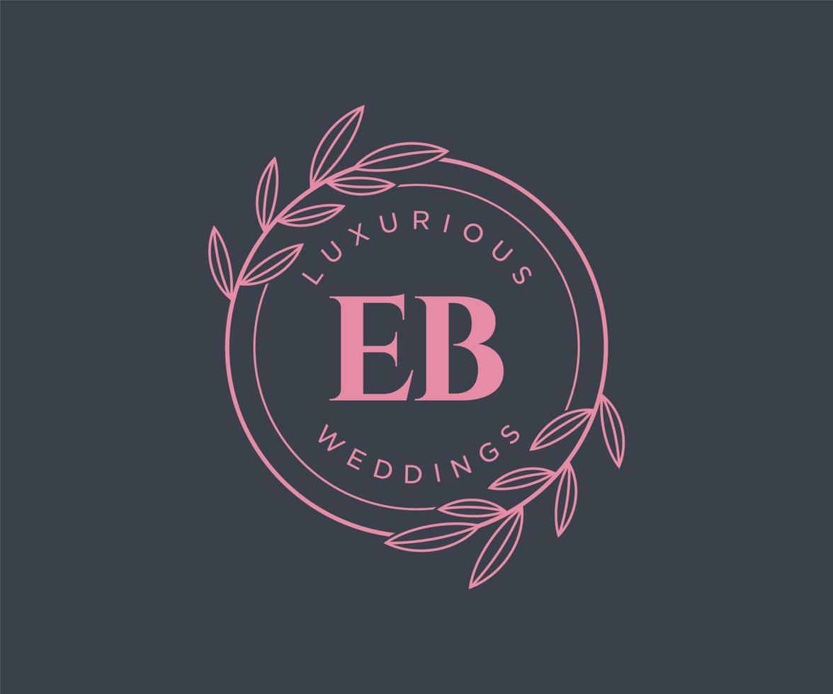 eb initialer brev bröllop monogram logotyper mall, hand dragen modern minimalistisk och blommig mallar för inbjudan kort, spara de datum, elegant identitet. vektor