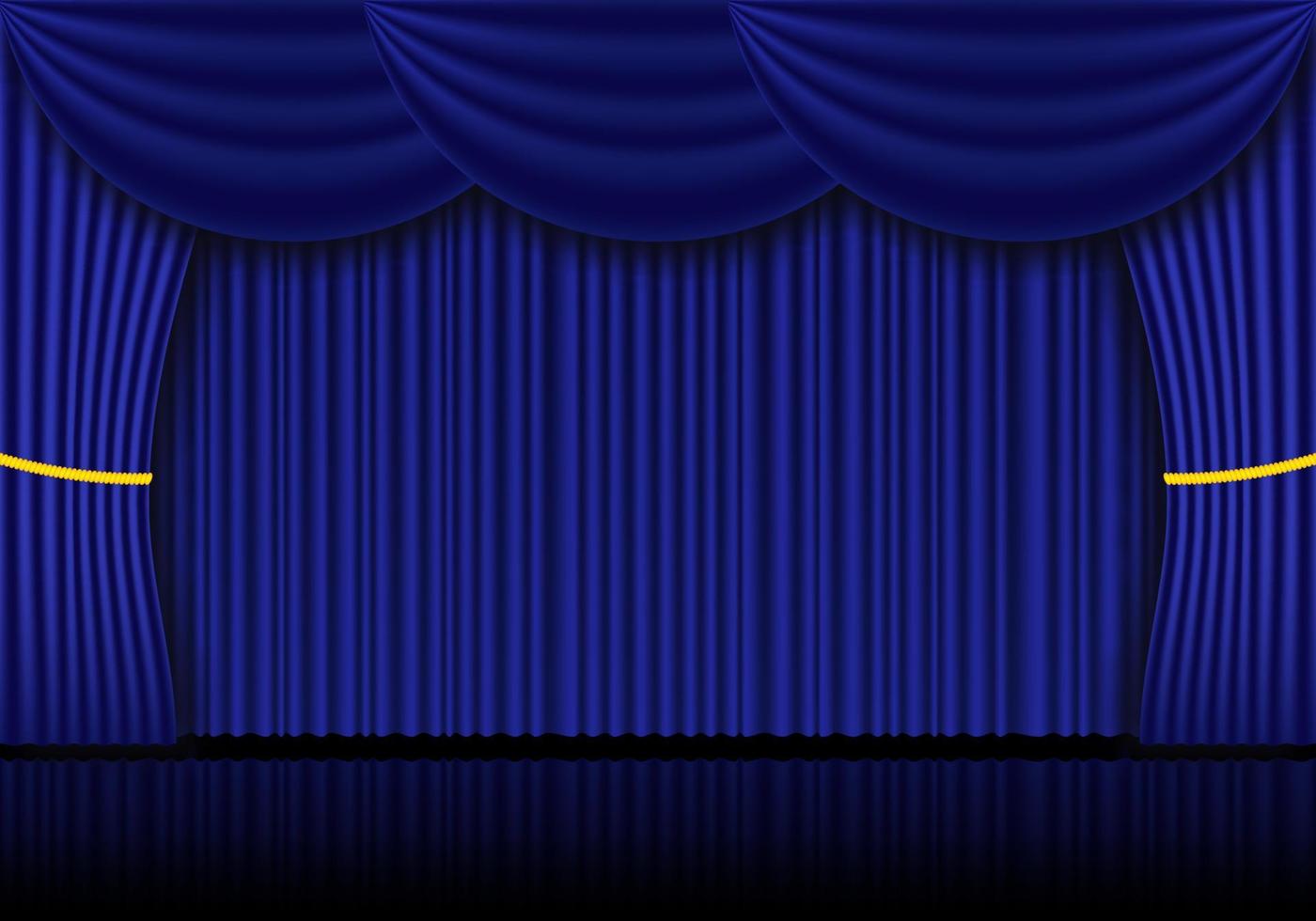 blauer vorhang opern-, kino- oder theaterbühnenvorhänge. Spotlight auf geschlossenem Samtvorhanghintergrund. Vektor-Illustration vektor