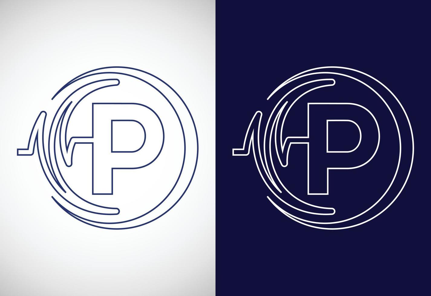 första p alfabet med hälsa puls. linje konst hjärtslag logotyp design. logotyp för medicinsk eller hälsa företag vektor