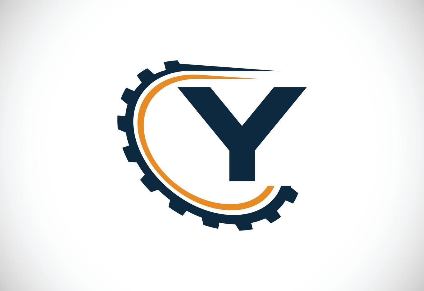 anfängliches y-alphabet mit einem zahnrad. Design des Zahnradingenieur-Logos. Logo für Automobil, Mechanik, Technologie, Einstellung, Reparaturgeschäft und Firmenidentität vektor