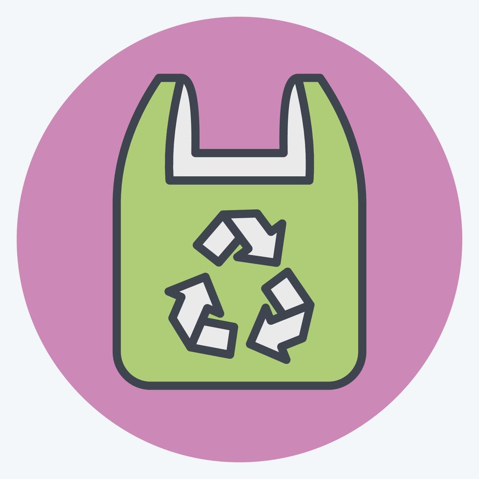 Symbol recycelte Plastiktüte. bezogen auf Umweltsymbol. Farbe Mate-Stil. einfache Abbildung. Erhaltung. Erde. sauber vektor