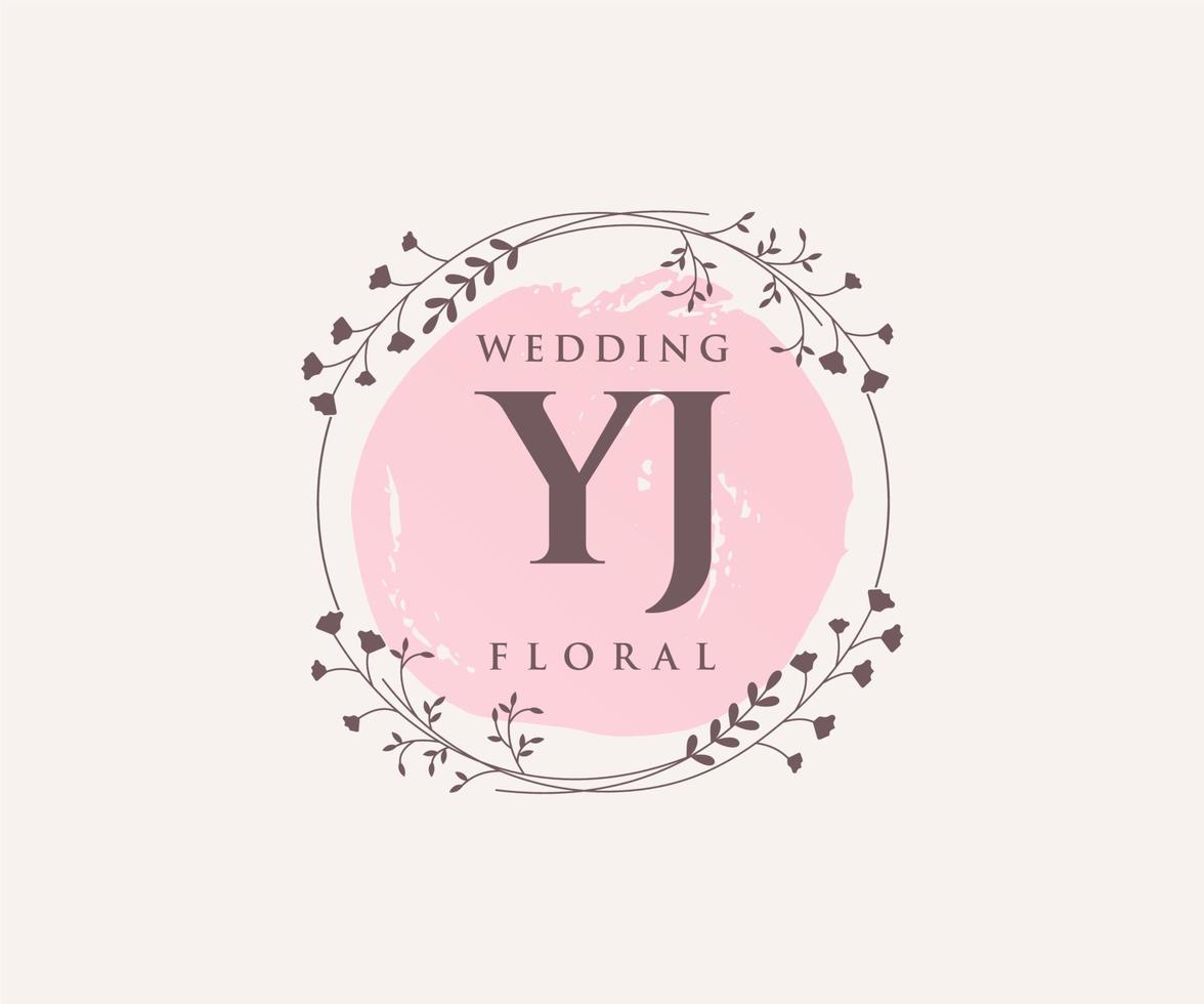 yj initialer brev bröllop monogram logotyper mall, hand dragen modern minimalistisk och blommig mallar för inbjudan kort, spara de datum, elegant identitet. vektor