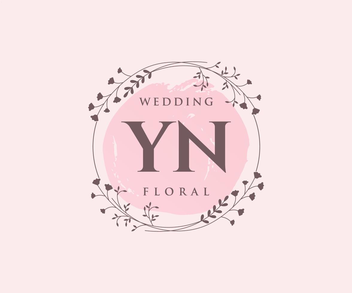 yn Initialen Brief Hochzeit Monogramm Logos Vorlage, handgezeichnete moderne minimalistische und florale Vorlagen für Einladungskarten, Datum speichern, elegante Identität. vektor