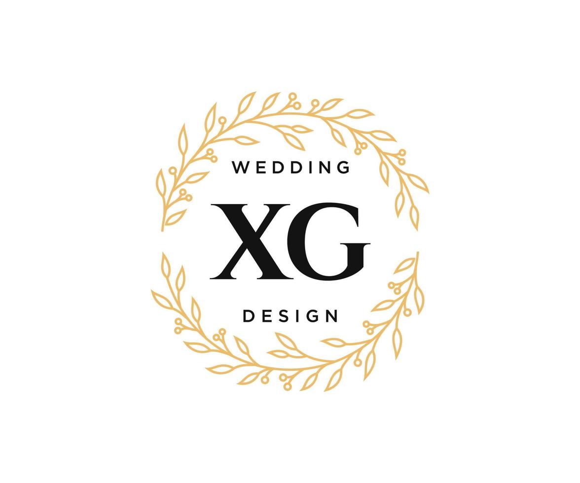 xg initialer brev bröllop monogram logotyper samling, hand dragen modern minimalistisk och blommig mallar för inbjudan kort, spara de datum, elegant identitet för restaurang, boutique, Kafé i vektor
