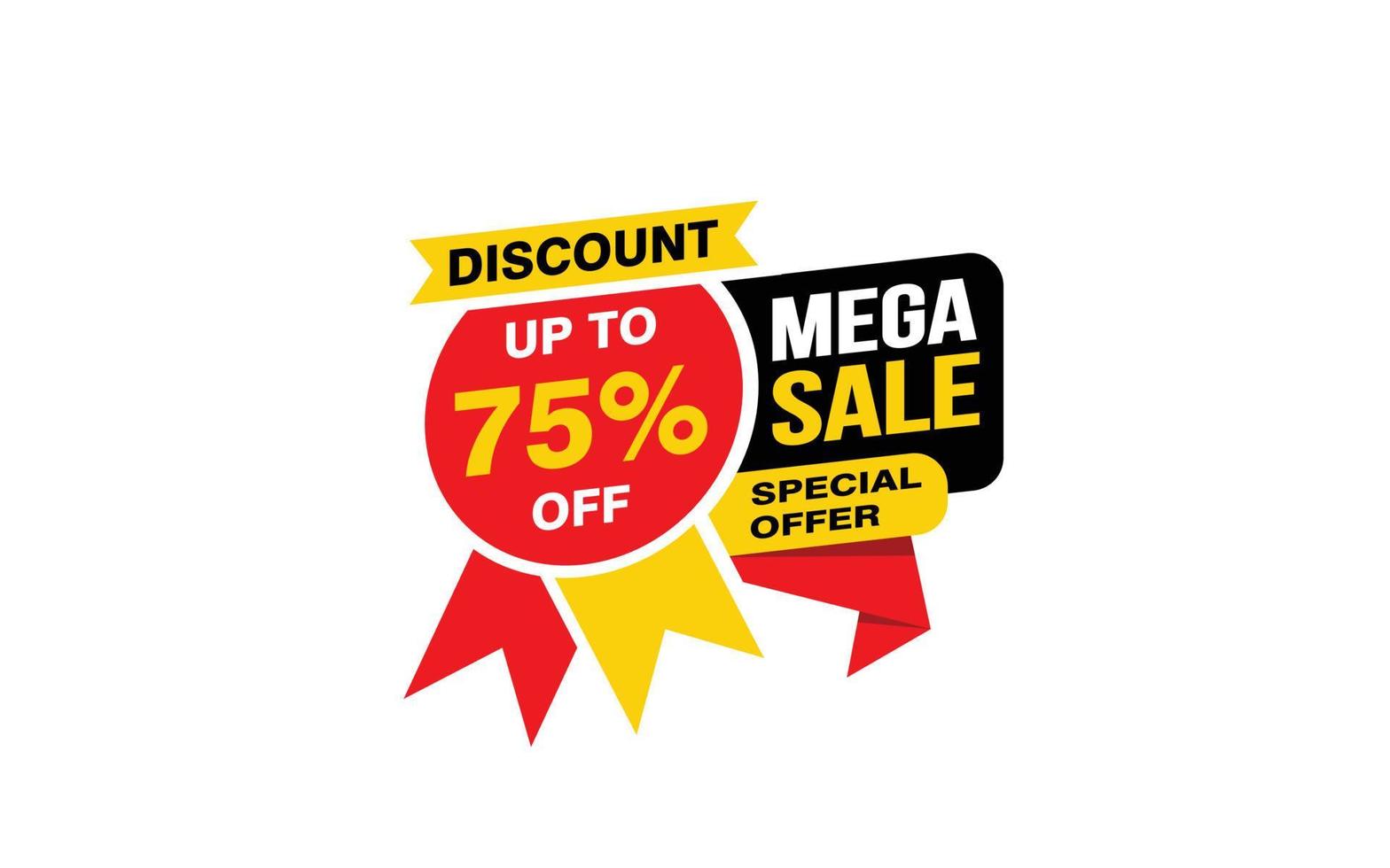 75-prozentiges Mega-Sale-Angebot, Ausverkauf, Werbebanner-Layout mit Aufkleberstil. vektor