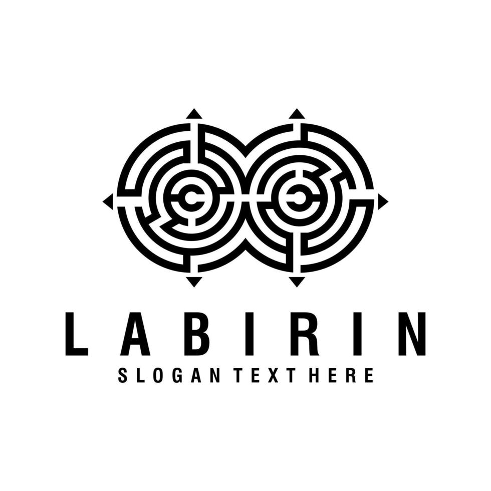 Labyrinth-Linie Logo-Design-Vektor vektor