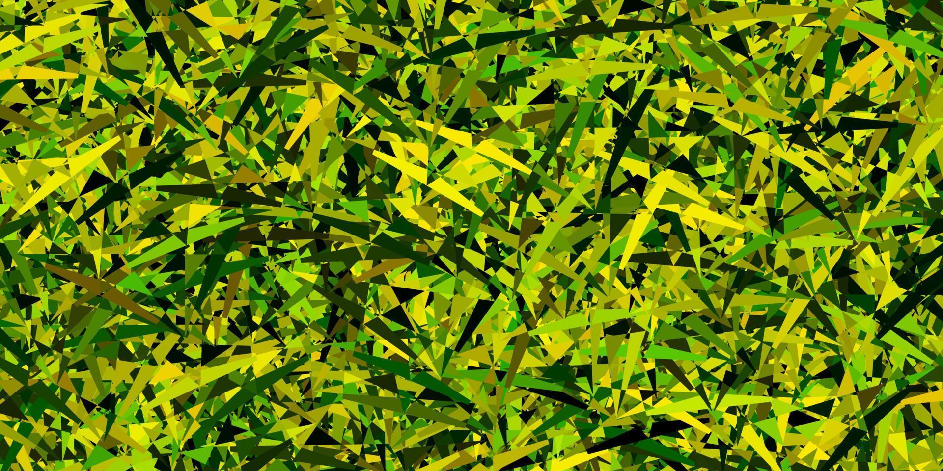 ljusgrön, gul vektorbakgrund med trianglar, linjer. vektor