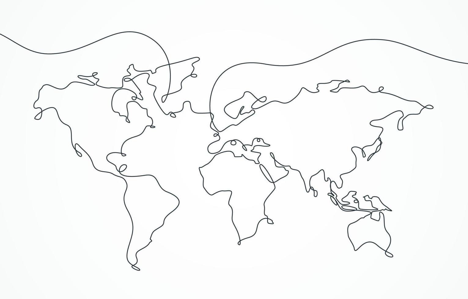 ett stroke konst värld Karta vektor