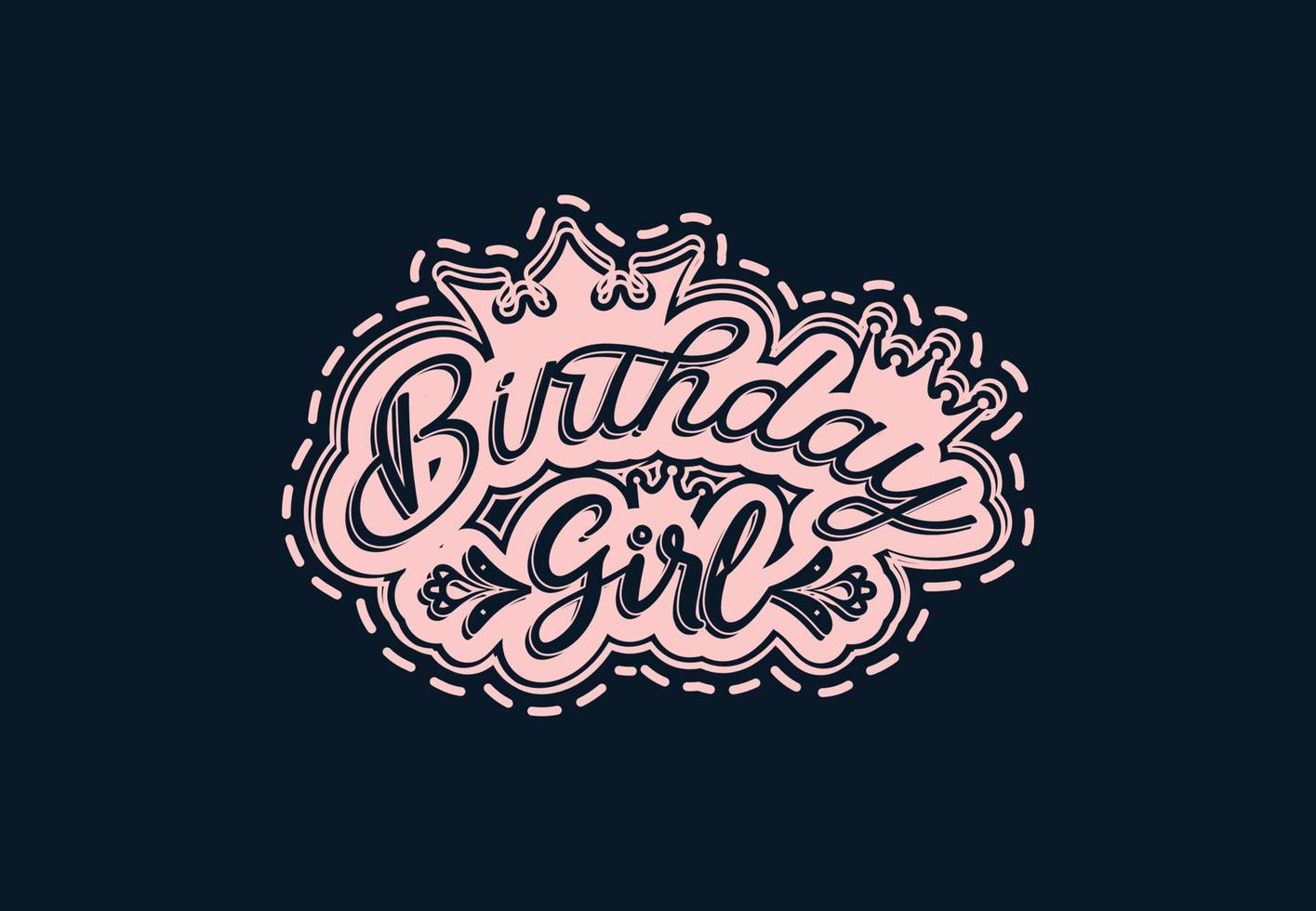 födelsedag flicka t skjorta och klistermärke design mall vektor