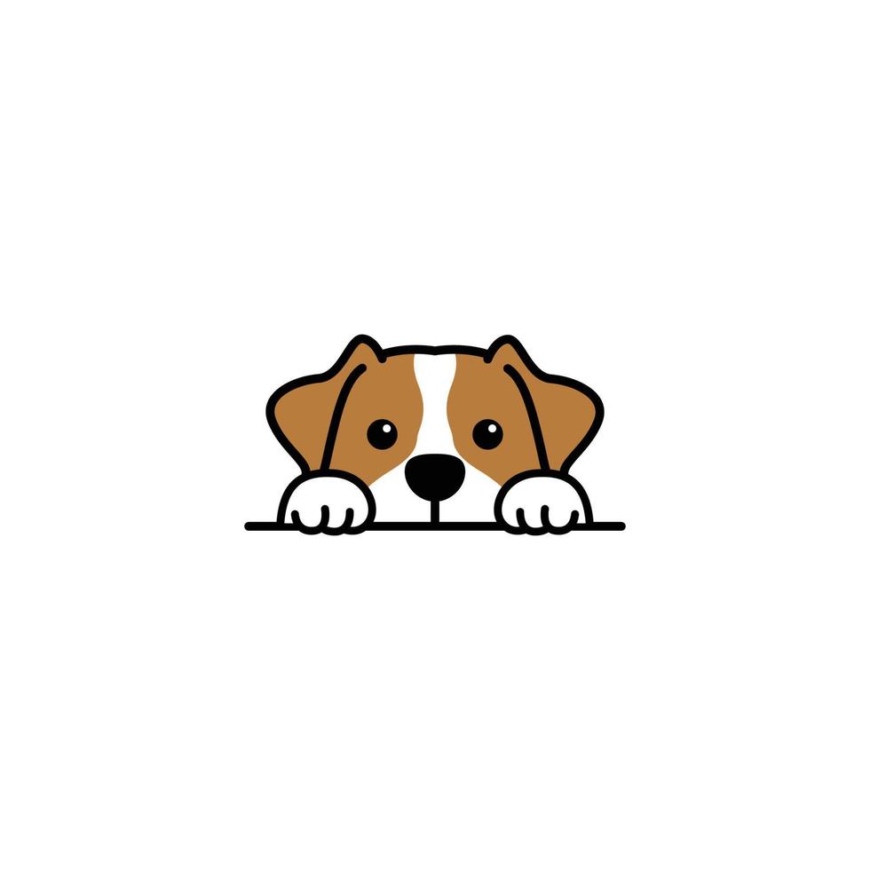 süßer jack russell terrier welpe späht cartoon, vektorillustration vektor