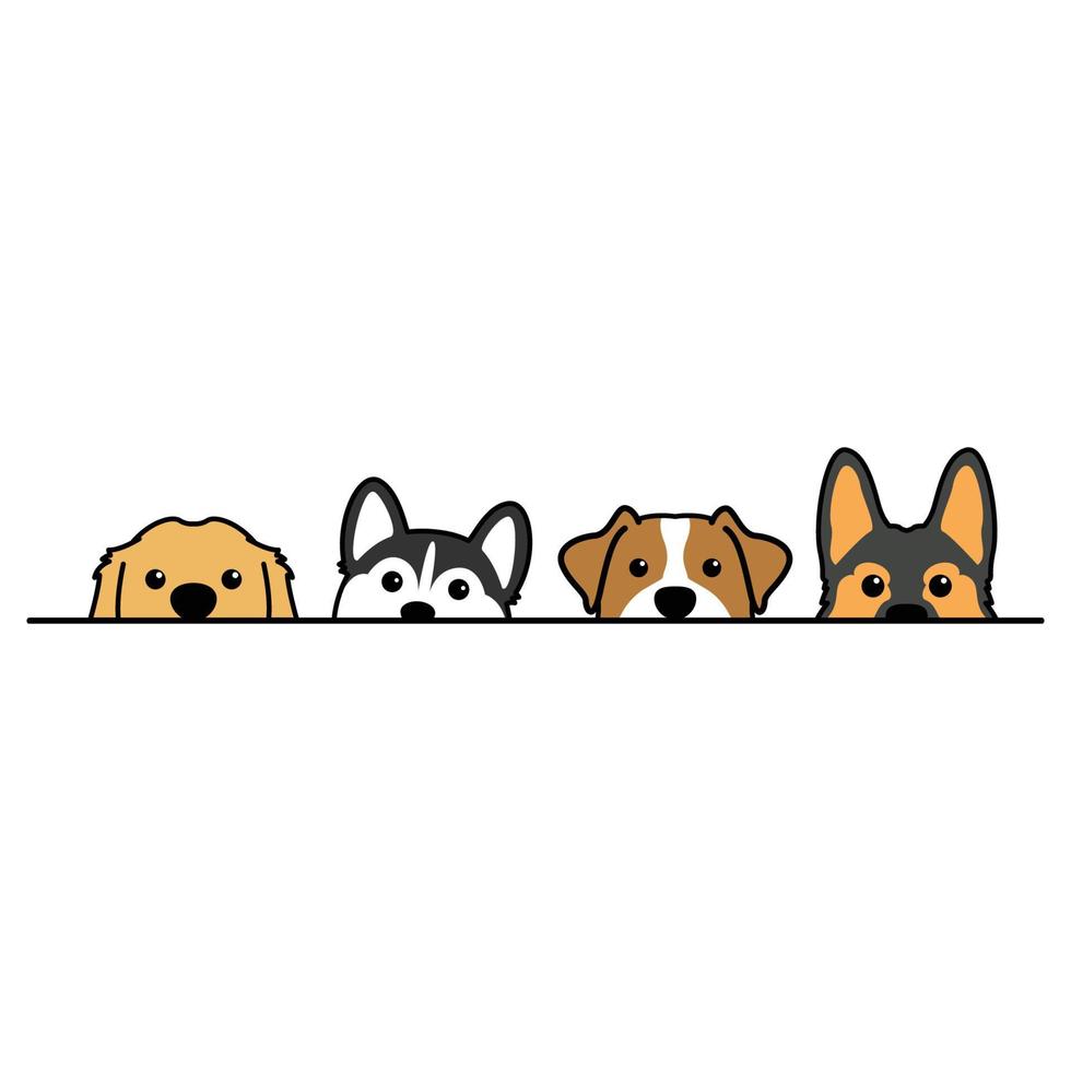 söt hundar kikar tecknad serie, vektor illustration
