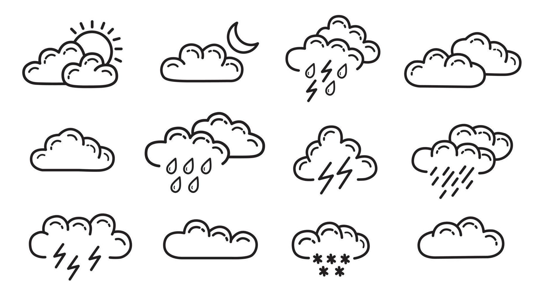 Wettersymbole, Meteorologie. Vorhersage des Himmelszustands. Vektor-Illustration vektor