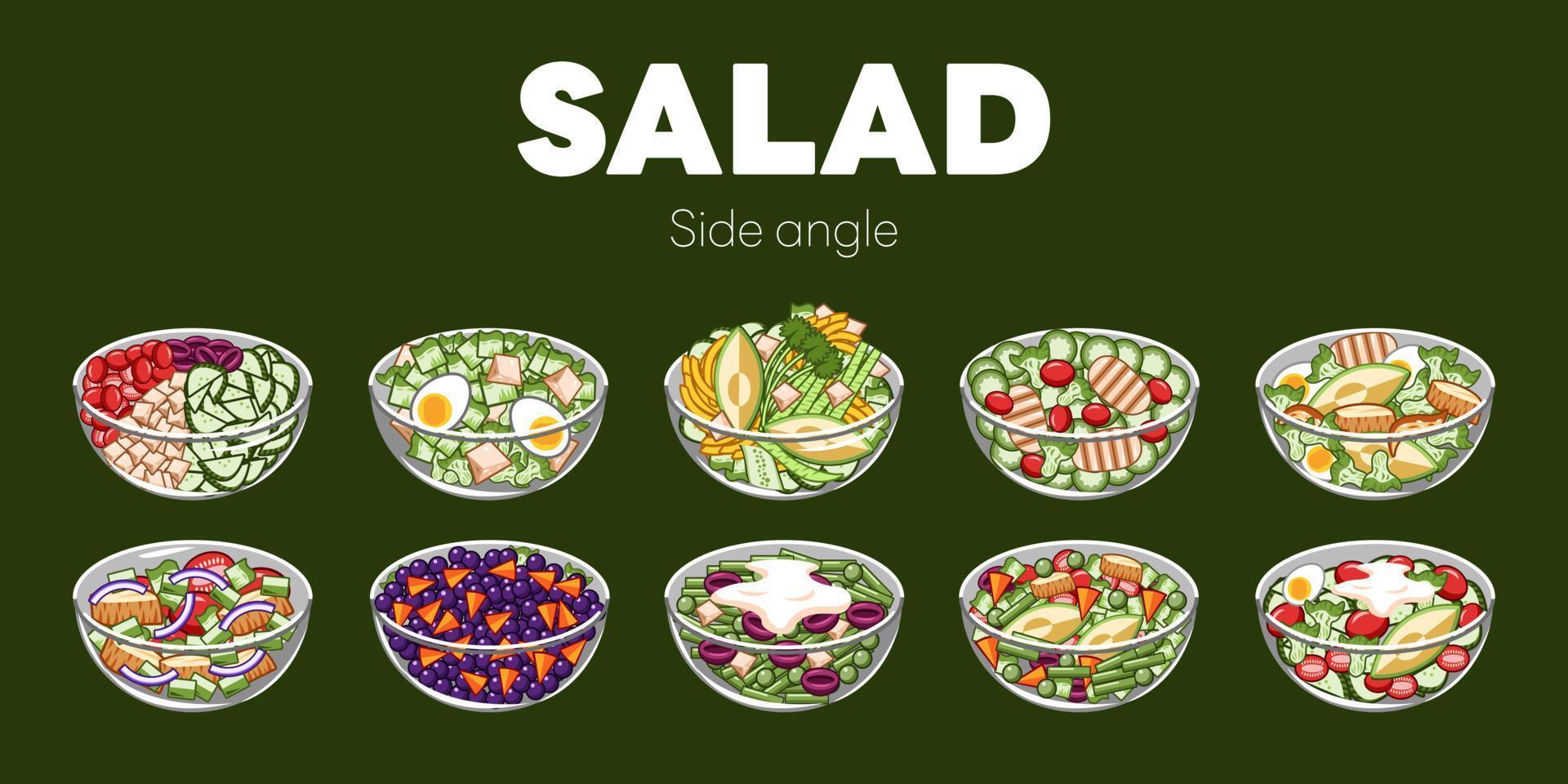 Salat-Vektor-Set-Sammlung Grafik-Clipart-Design vektor