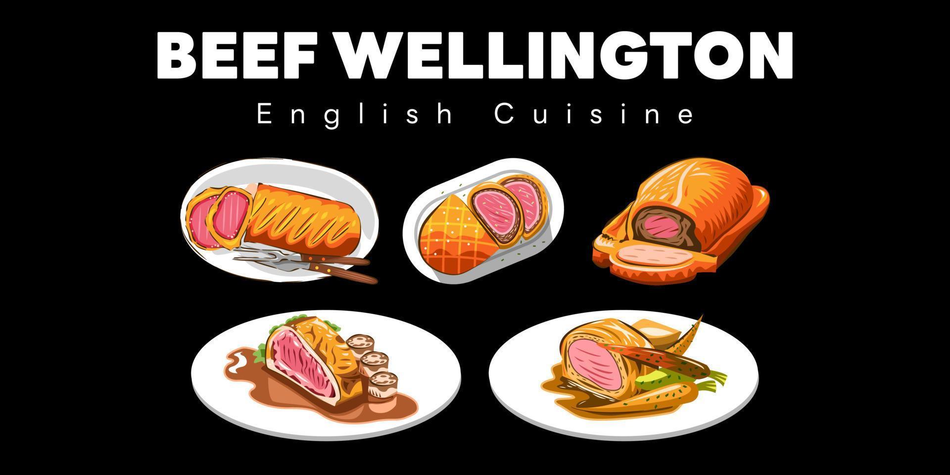 Beef Wellington Vektor-Set-Sammlung Grafik-Clipart-Design vektor