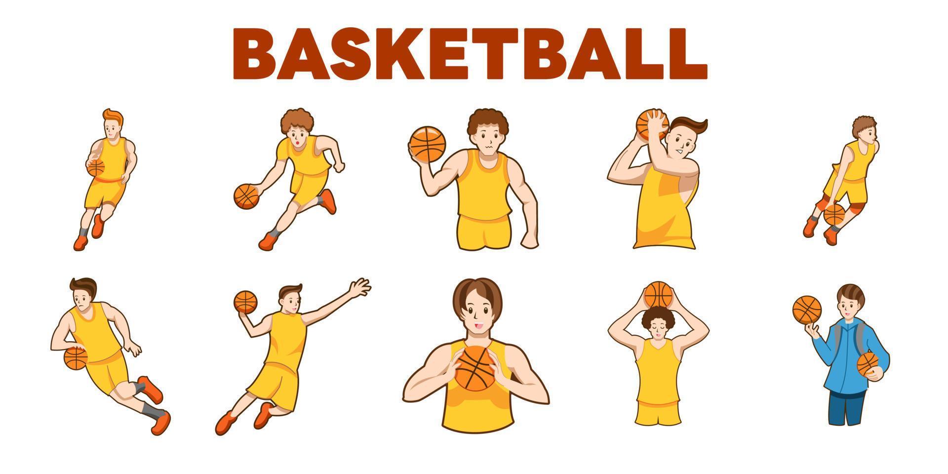 Basketball-Vektor-Set-Sammlung Grafik-Clipart-Design vektor