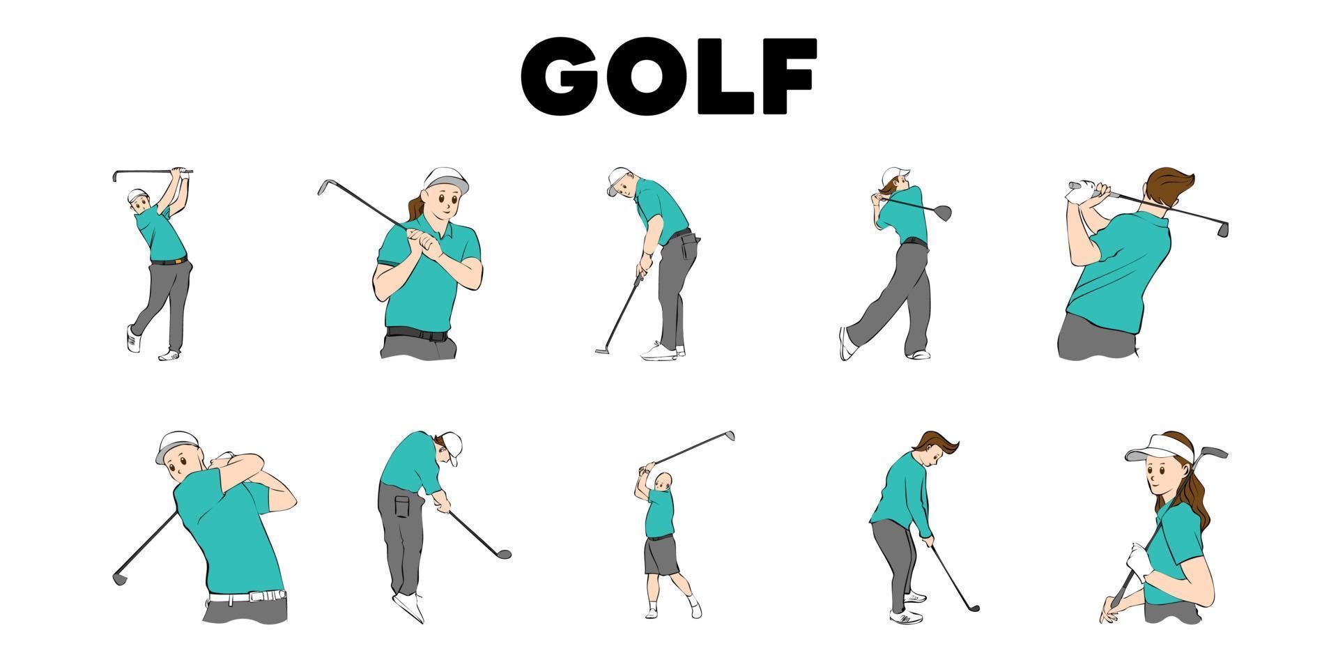 Golf-Vektor-Set-Sammlung Grafik-Clipart-Design vektor