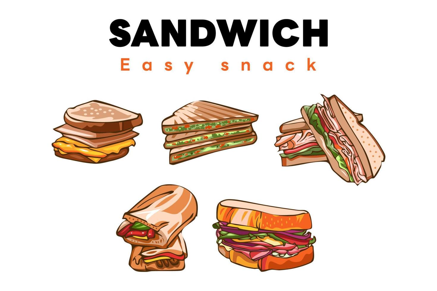 Sandwich-Vektor-Set-Sammlung Grafik-Clipart-Design vektor
