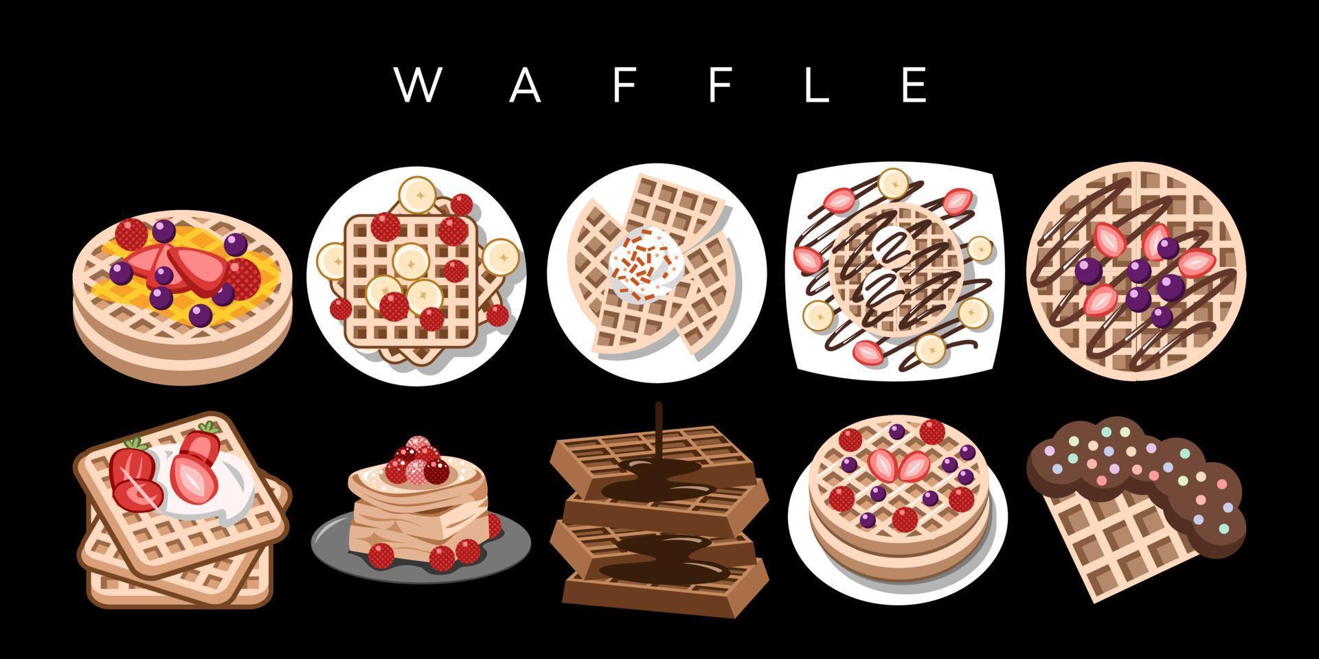 Waffel-Vektor-Set-Sammlung Grafik-Clipart-Design vektor