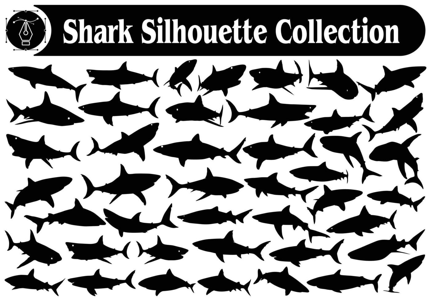 tierische Hai-Silhouette-Vektorsammlung vektor