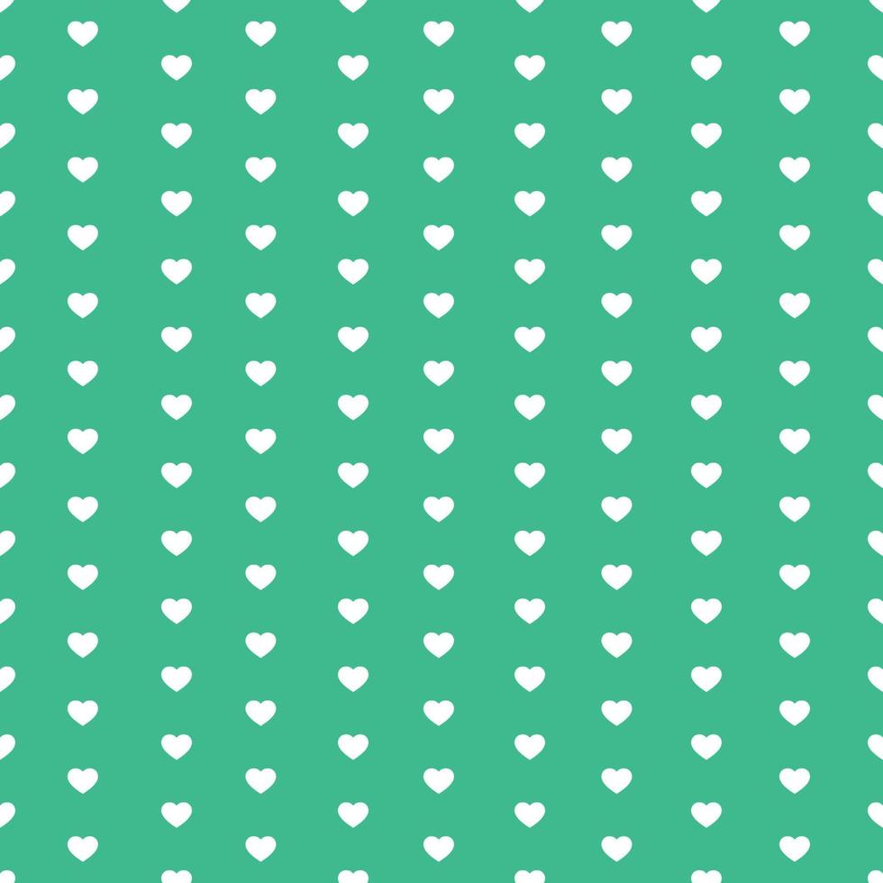 vit sömlös hjärtan mönster på grön bakgrund vektor